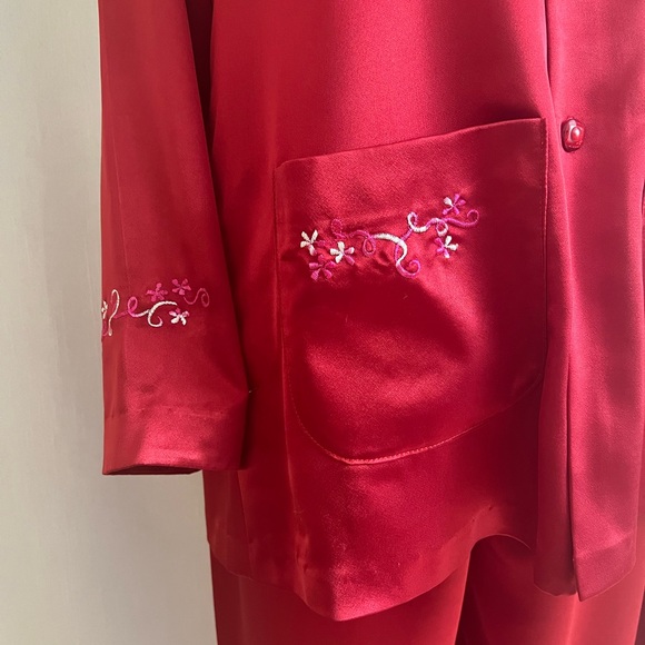 Custom made silk pajama S  cranberry red - Picture 3 of 11